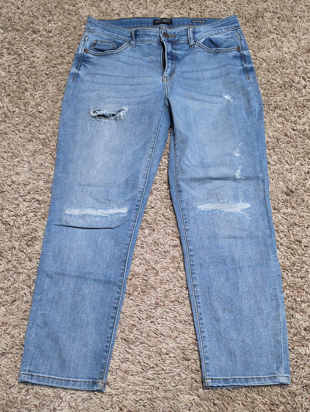 Judy Blue Light Blue Distressed Boyfriend Jeans
